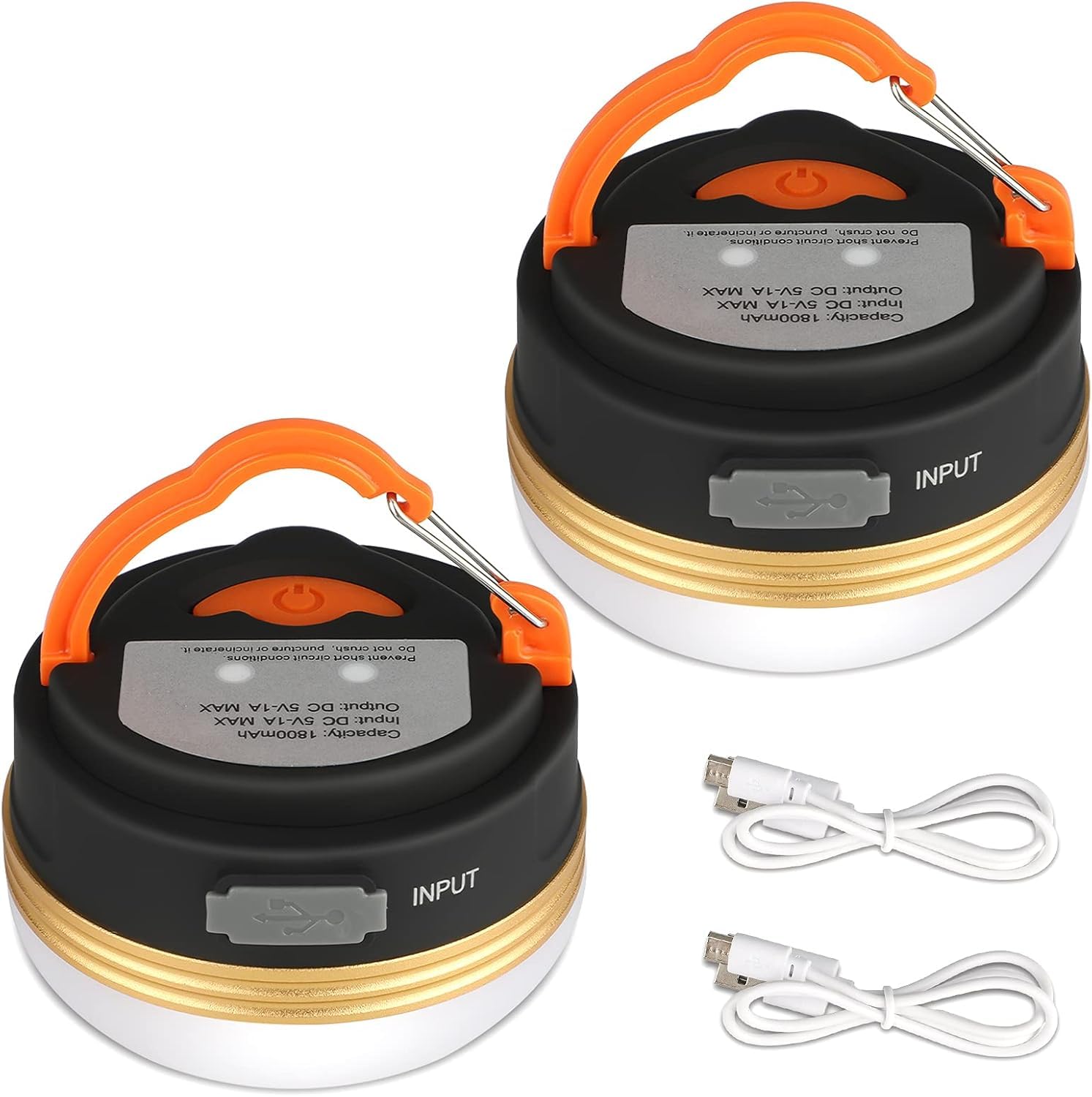 2 pack led camping lantern, usb rechargeable camping lamp flashlights & power bank, camping light with magnetic base 3 modes waterproof portable outdoor tent light for hiking fishing camping