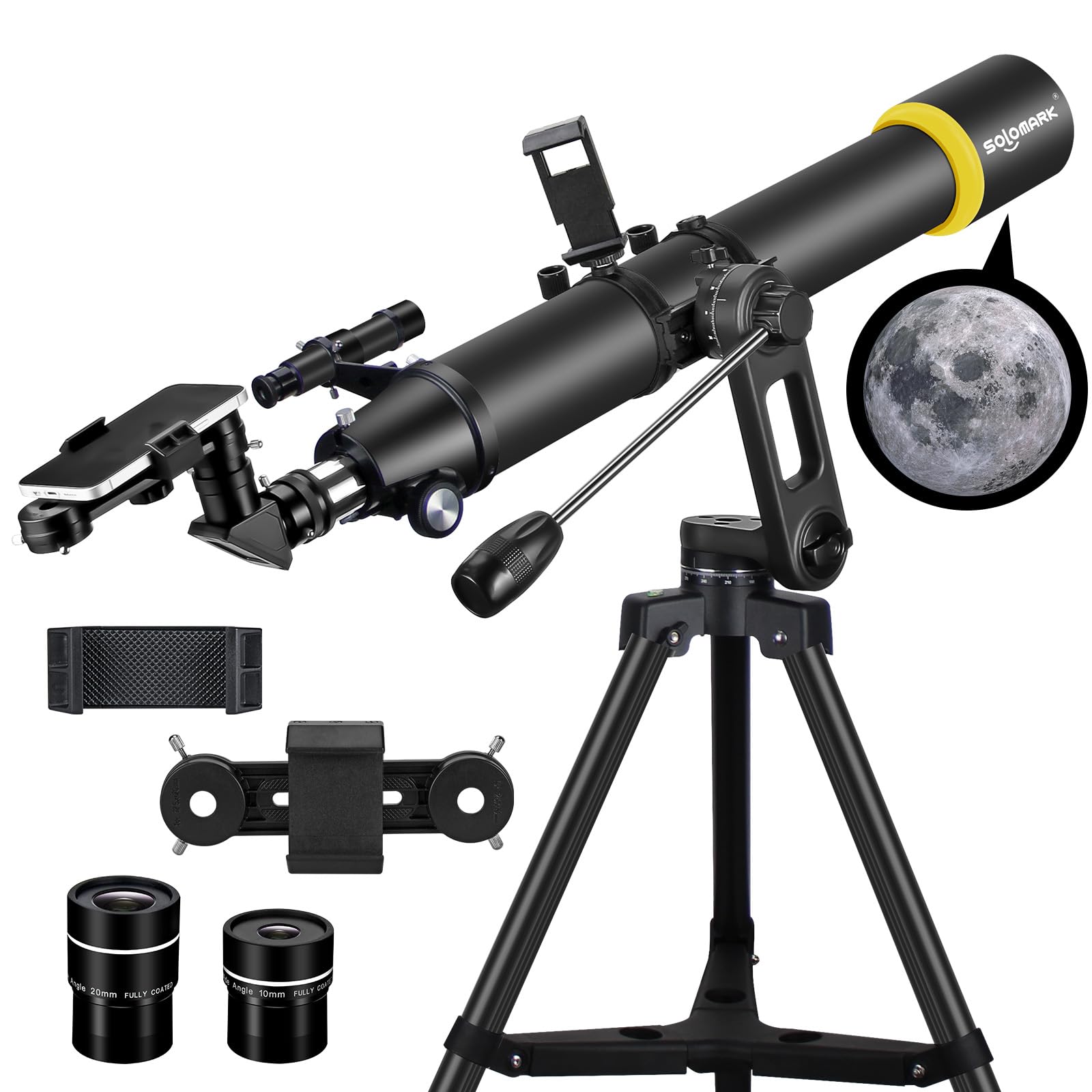 Teleskop für Erwachsene, Professionelle Hochleistungs 90mm Blende 800mm Refraktor Teleskope für Astronomie Anfänger mit AZ Mount Stativ & Telefon Adapter