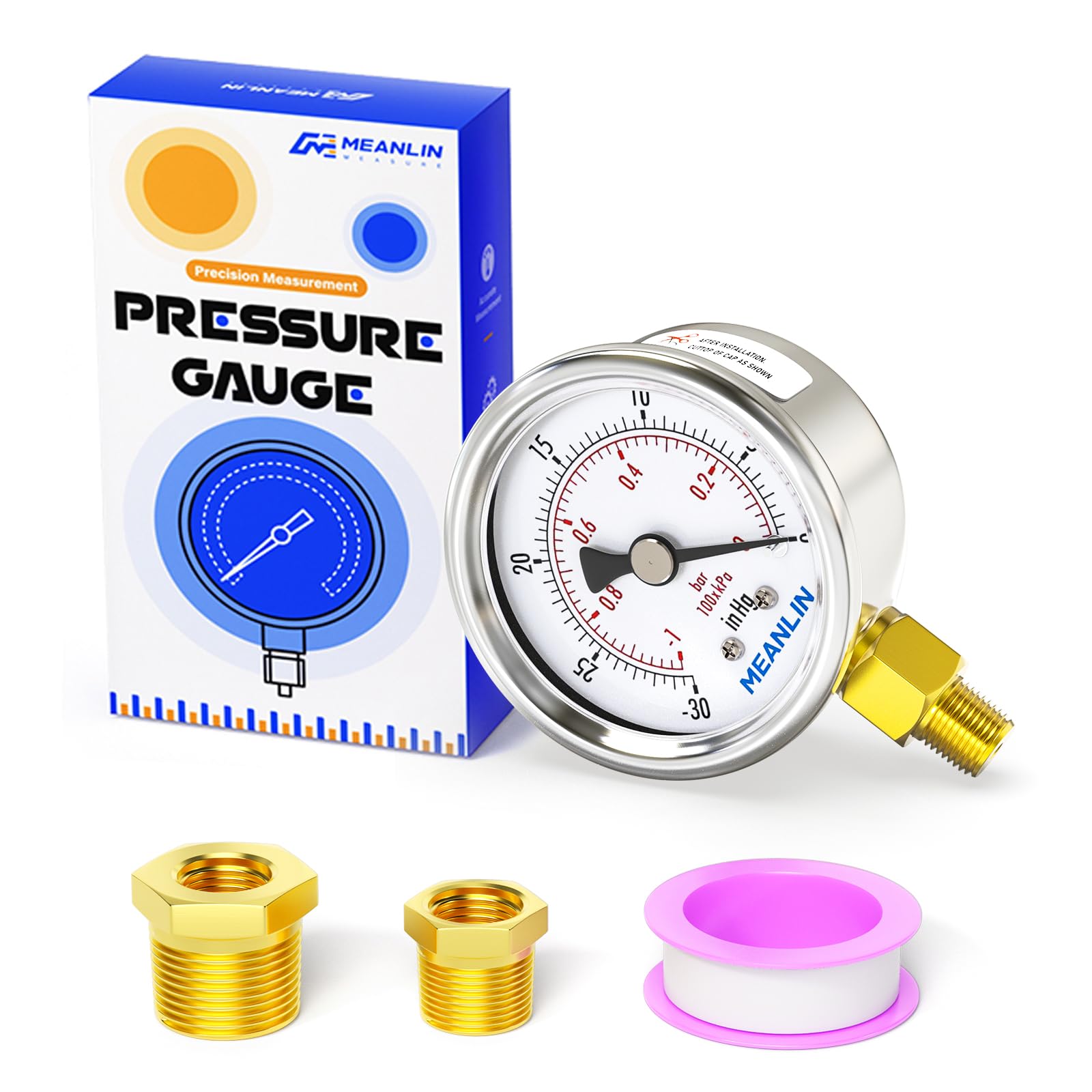 Stainless Steel Pressure Gauge - 0-100PSI Waterproof -20