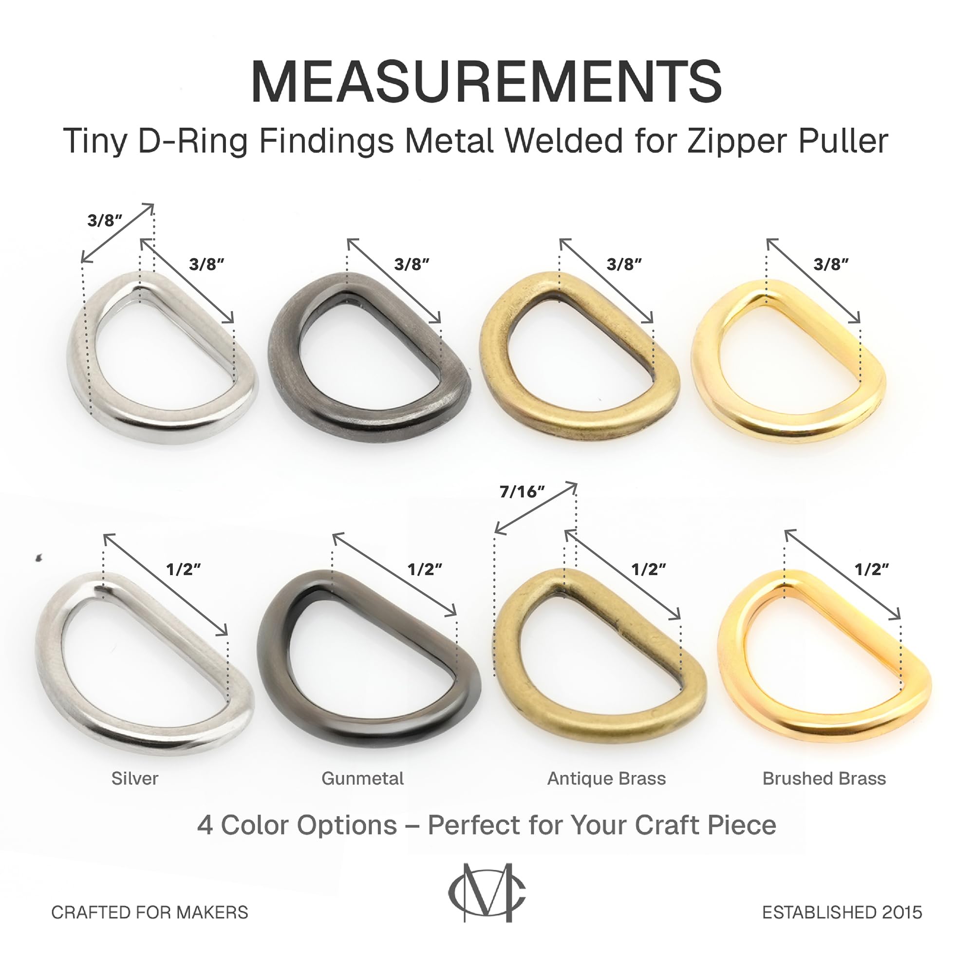 Amazon.com: CRAFTMEMORE 3/8 or 1/2 Inch Tiny D-Ring Findings Metal