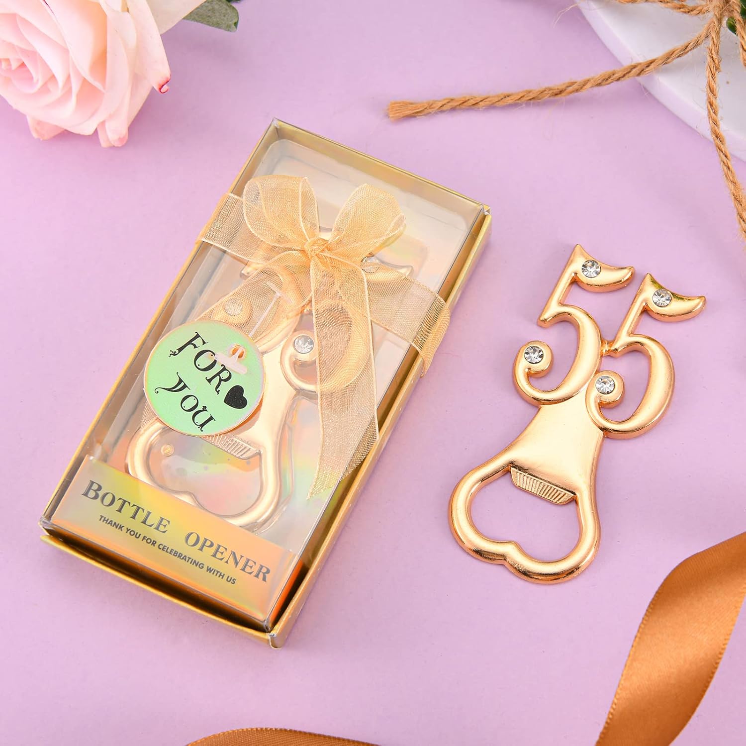 24 Pack Gold 55th Birthday Party Bottle Openers