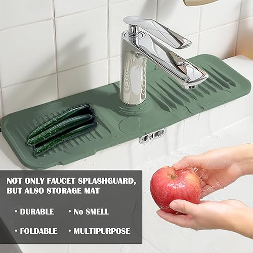 Miniatura 6 de Protector contra salpicaduras de grifo de 24 pulgadas, alfombrilla de silicona para atrapar agua, tapete para fregadero de grifo para cocina, baño,