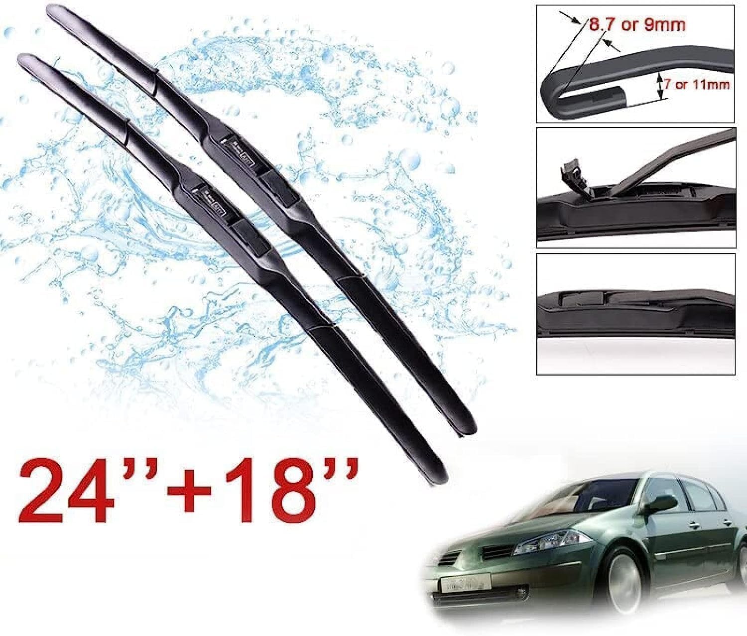 MadongJ Windshield Windscreen Wiper Blades for Megane MK2 2002-2006, Replacement Blades All-Weather Performance Streak-Free Windshield Wipers