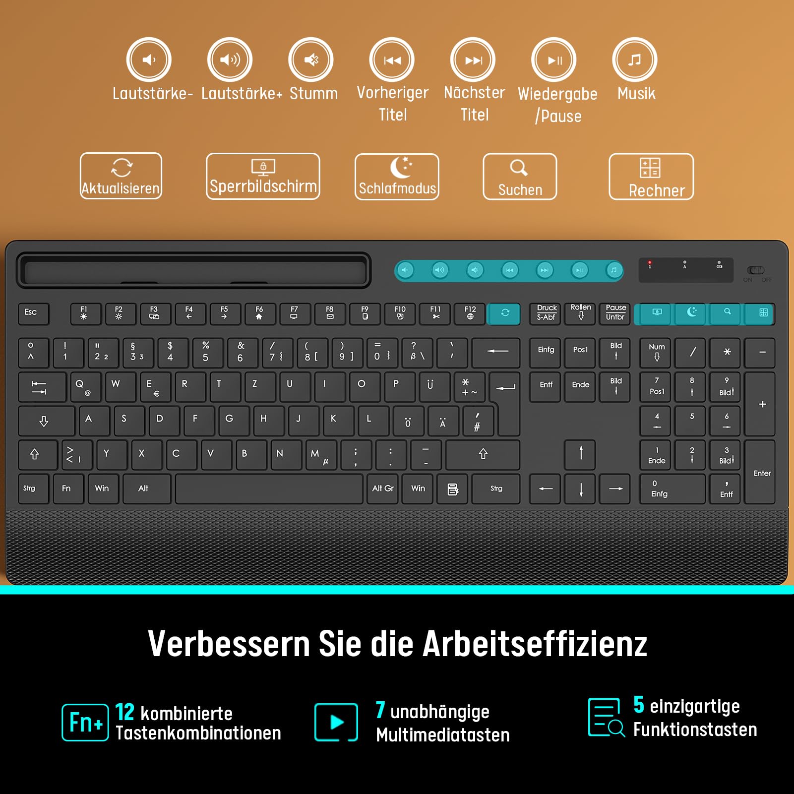 Wireless Keyboard And Mouse Combo - Ergonomic Full-Size