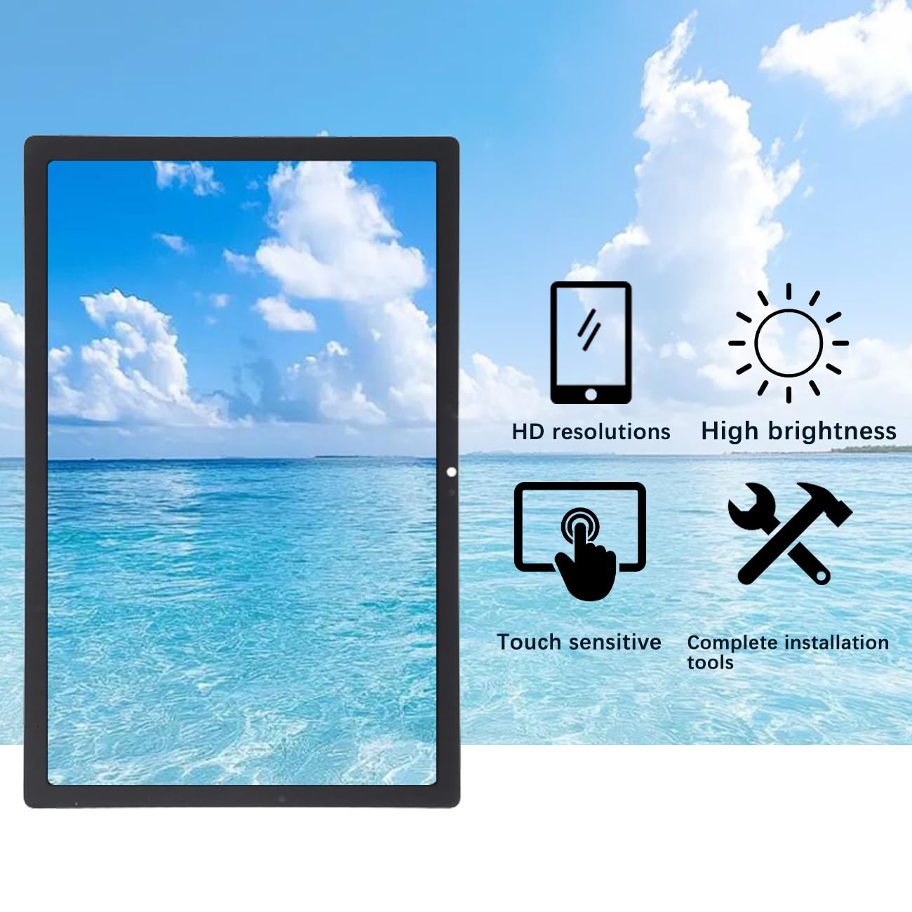 Pantalla de Pantalla para Samsung Galaxy Tab A8 10.5 (2021) X200 X205 Kit de reparación de Montaje de Pantalla LCD de Repuesto (Negro)