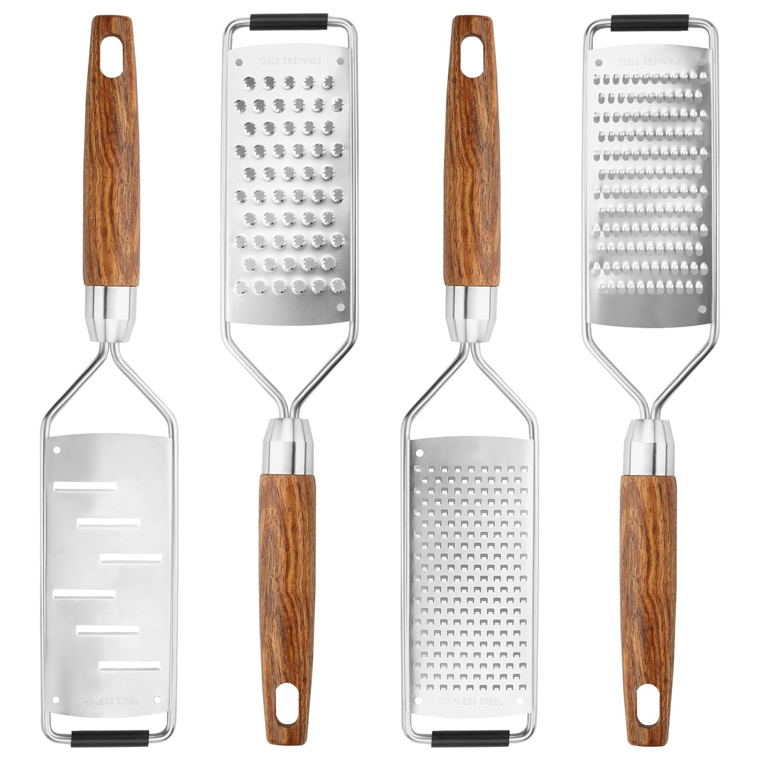 SHIKORI Stainless Steel Wood Cheese Grater with Protective Cover - Modern Brown