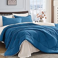 Vista 84 de HEVUMYI - Juego de edredón Queen de 7 piezas para todas las estaciones, ultra suave, ropa de cama en una bolsa, con edredón, sábana encimera, sábana