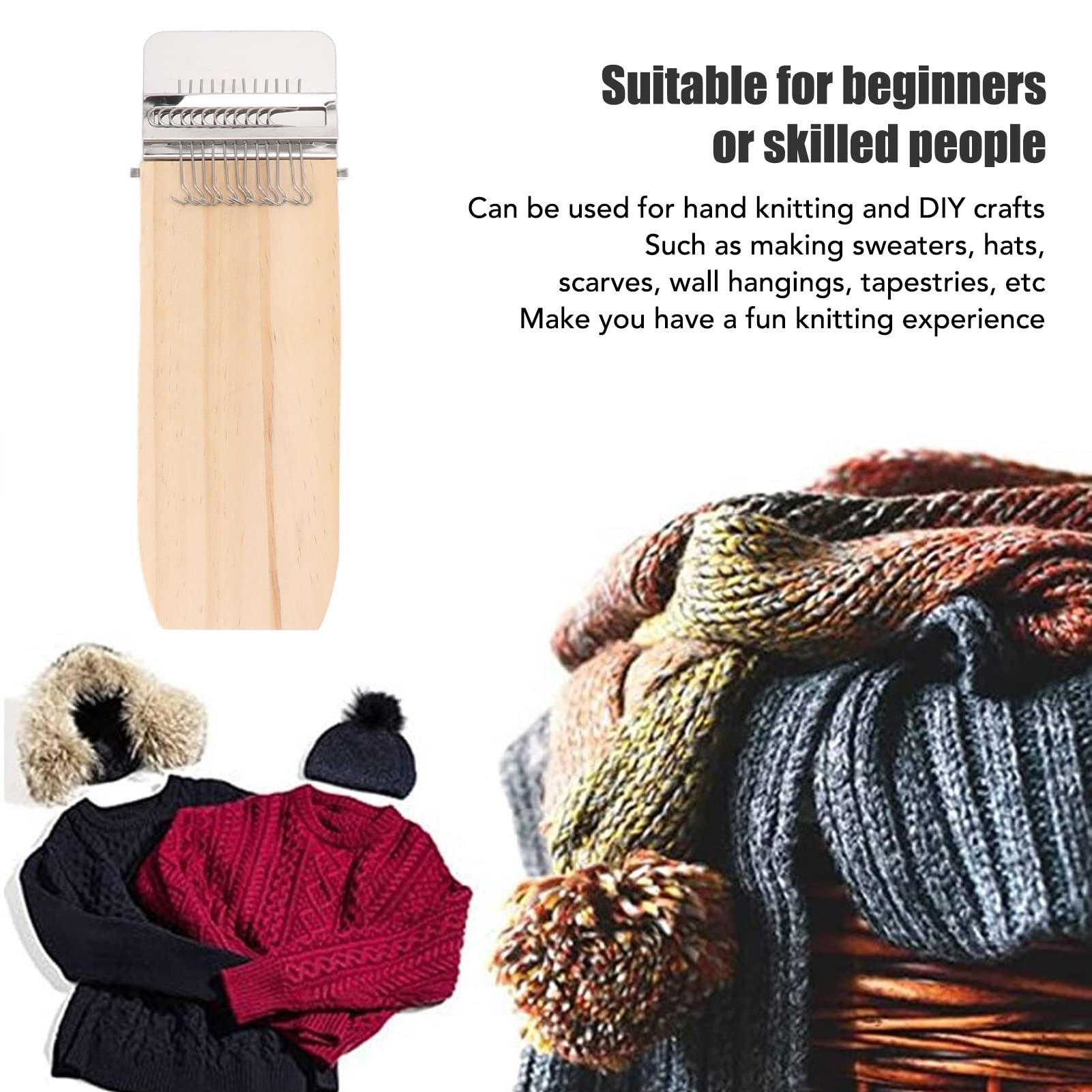 Tissting Mini Weaving Loom Kit with Rubber Bands and Wooden Boards?12 Hooks Manual Darning Loom Machine DIY Weaving Repair Tool for Socks Clothes