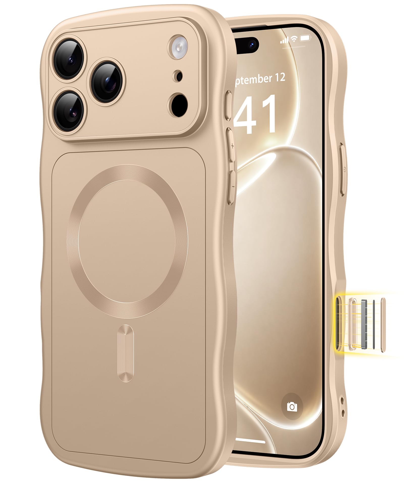 Photo 1 of CAPRARO Magnetic iPhone 17 Pro Max Case with Wave Frame
