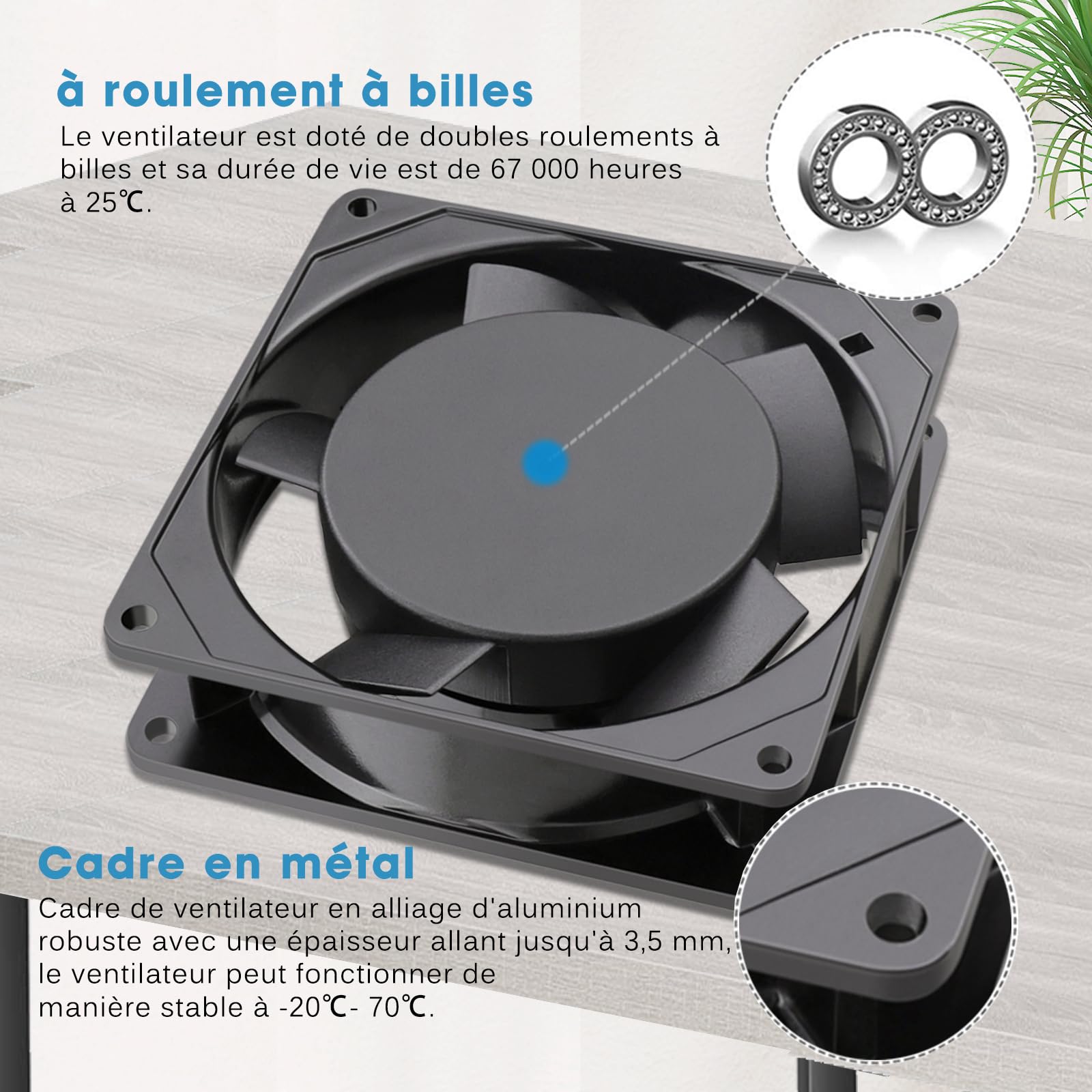 GDSTIME Ventilateur 92mm 220V 92x92x25 Ventilateur PC à roulement à billes | ventilateur 220v 92mm ventilateur pc 92mm 230v ac fan pour refroidissement