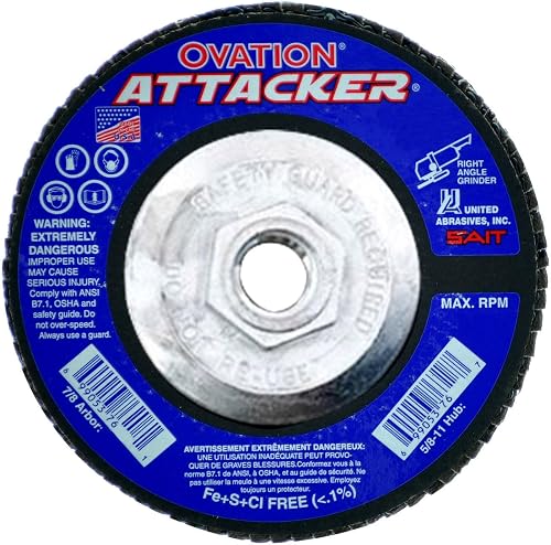 United Abrasives- SAIT 76341 Ovation Attacker Flap Disc, 5 x 5/8-11 Z 120x, 10 P