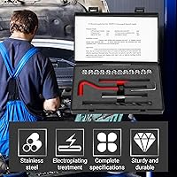 Vista 2 de Kit de reparación de roscas, 17 piezas M10 x 1.5 Kit de herramientas de reparación de roscas de acero inoxidable kit de inserción de reparación