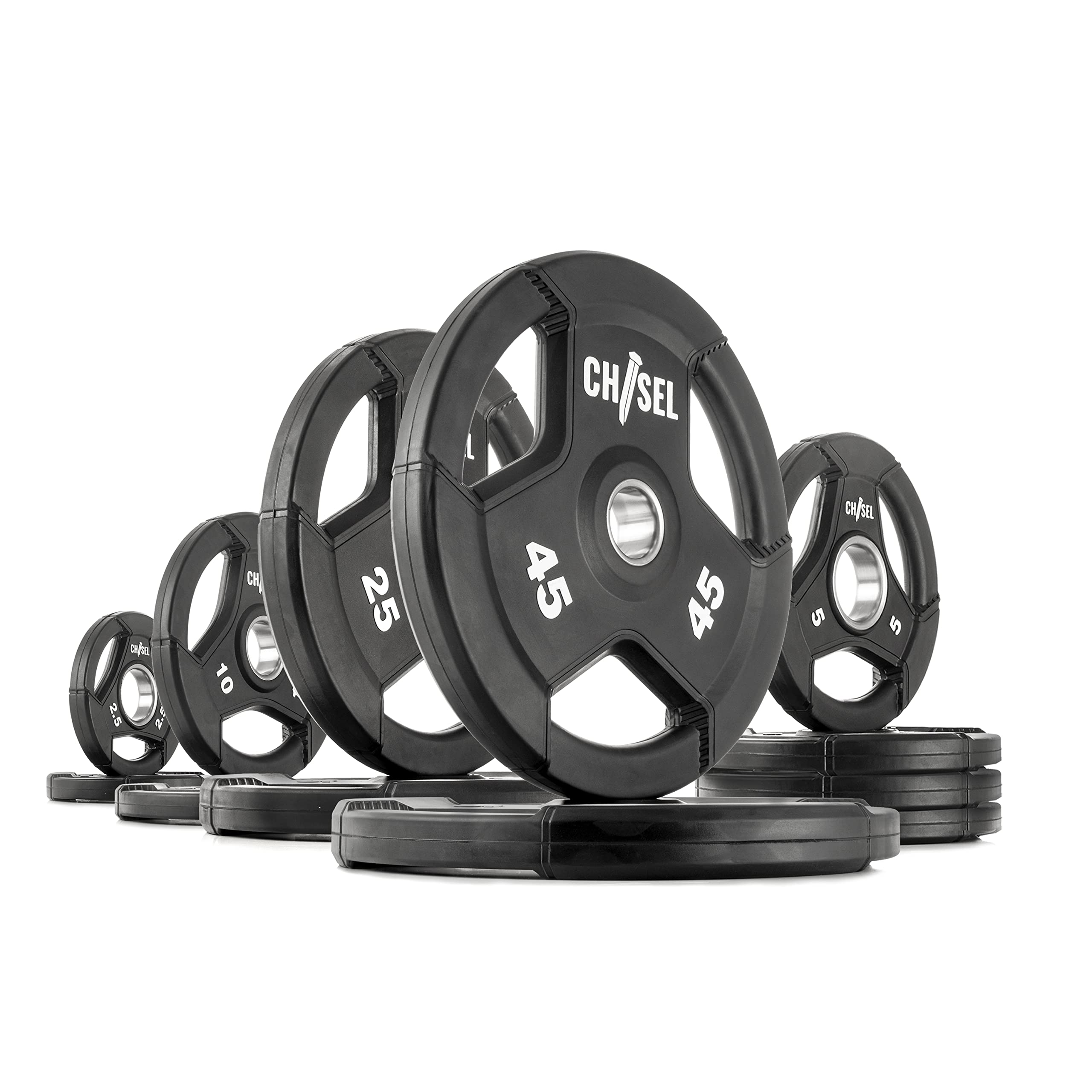 XMARK CHISEL Olympic Weight Plates, 185 lb Set, Weights for Strength Training and Conditioning