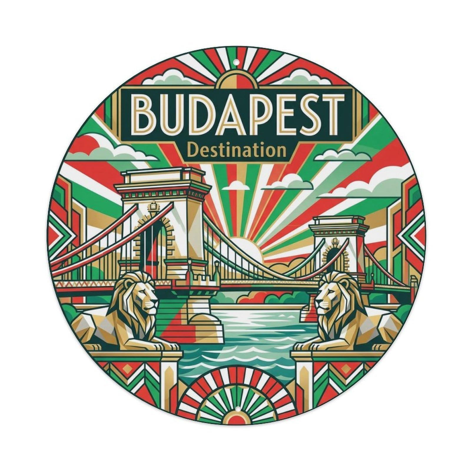 Vintage Travel Budapest Hungary Destination Vintage Metal Tin Sign Plaque Wall Decor for Cafe, Club Bar, Office, Garden Metal Poster 8x8Inch