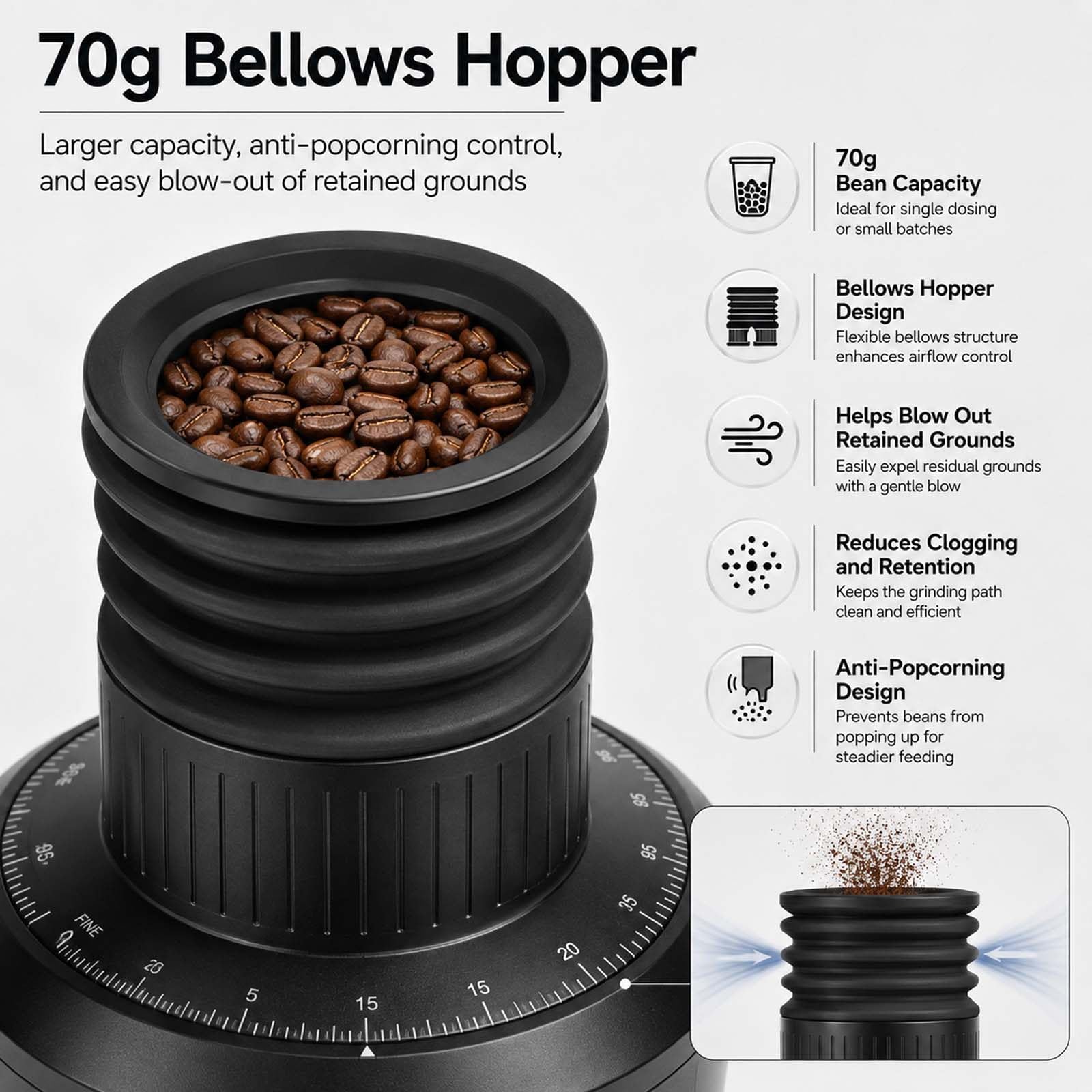 Molinillo Dosificador para CafeteríAs: Muelas De 80 Mm Y Soporte Black | Optimizado para un flujo de trabajo rápido; compatible con cestas de 58 mm y ajuste micrométrico de 100 niveles.