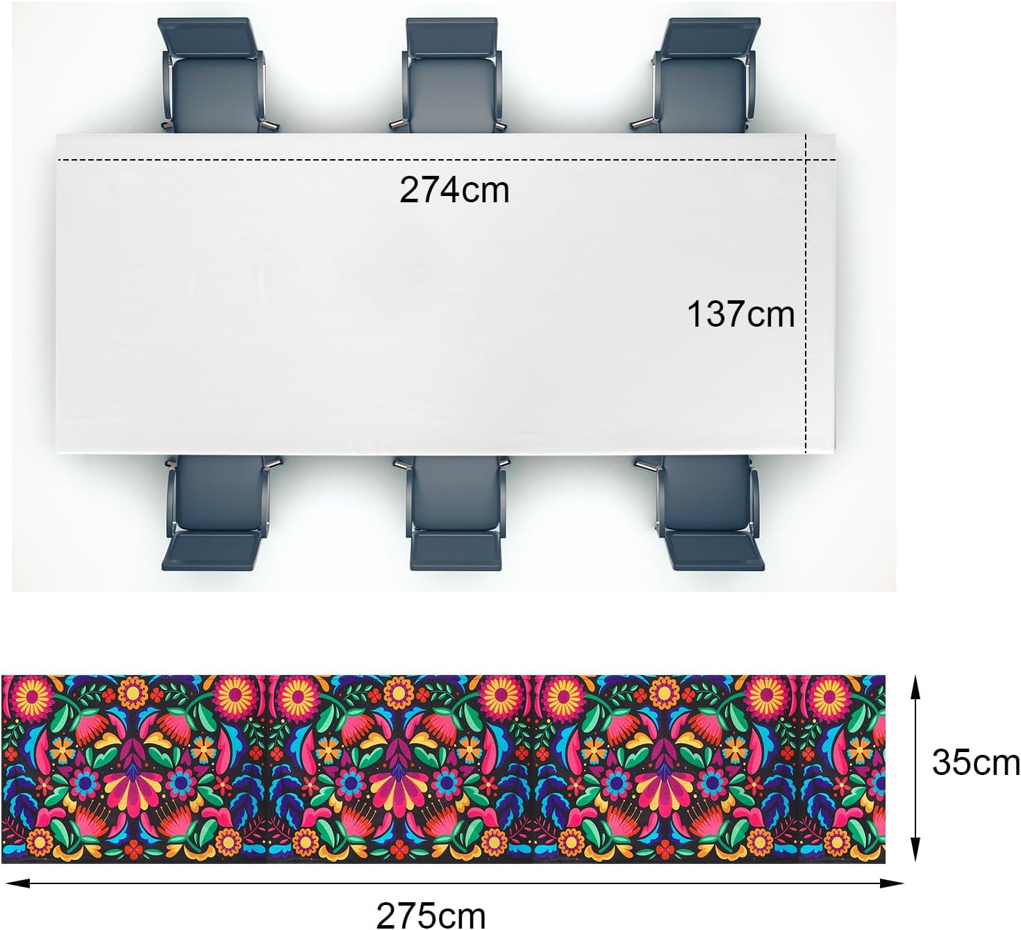 Tudomro 4 Pcs Mexican Table Runners with Fabric Rectangle Tablecloth Cotton Mexican Blanket 13.5 x 108 Inch Polyester Table Cover 54 Inch x 108 Inch for Cinco De Mayo Fiesta (Bright White)