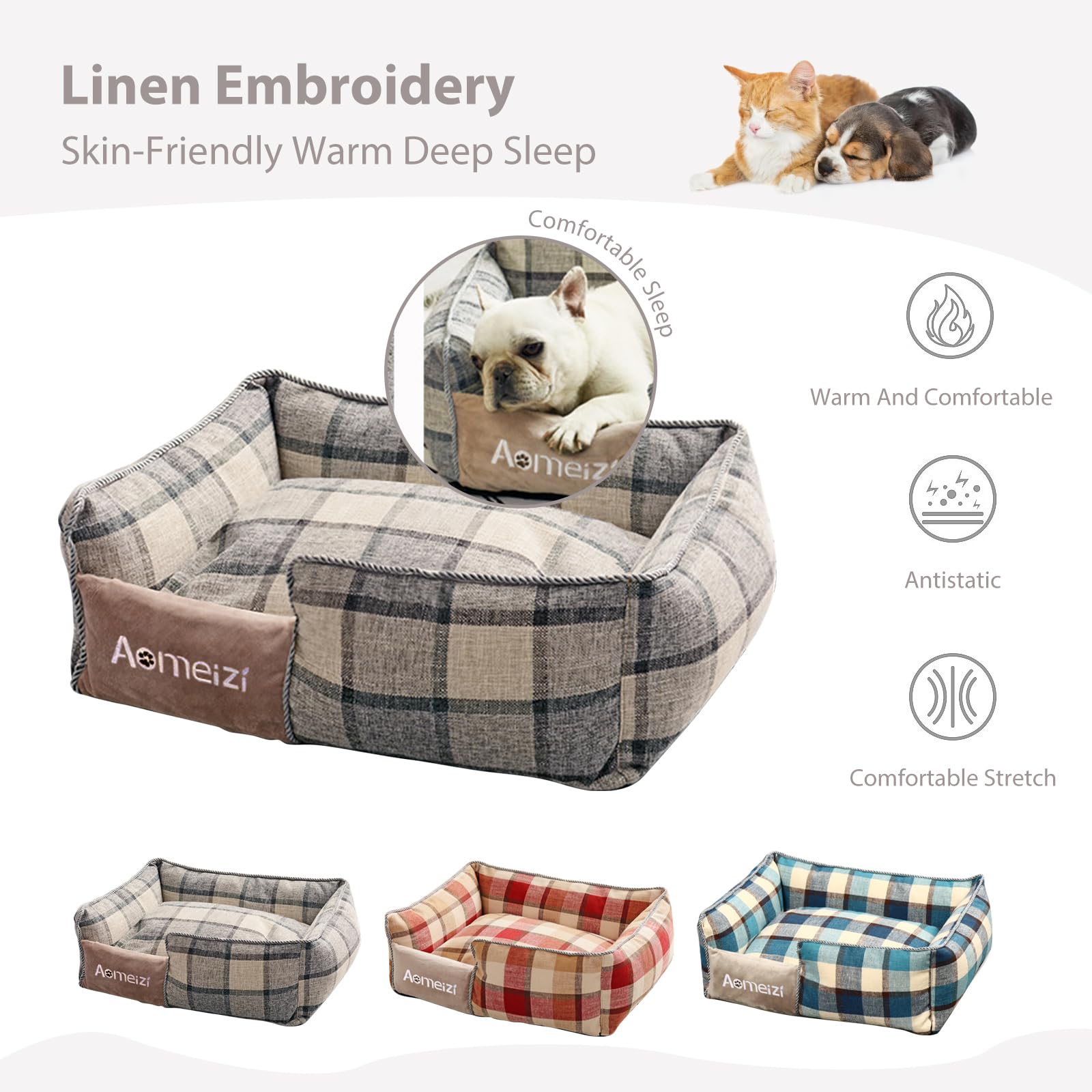 PETCUTE Cama Perro Grandes,Camas para Perros con Funda Desenfundable y Lavable,Sofá Camas para Mascotas con Parte Inferior Antideslizante,Cama Rectangular para Perros Pequeños y Medianos,Gris,XL