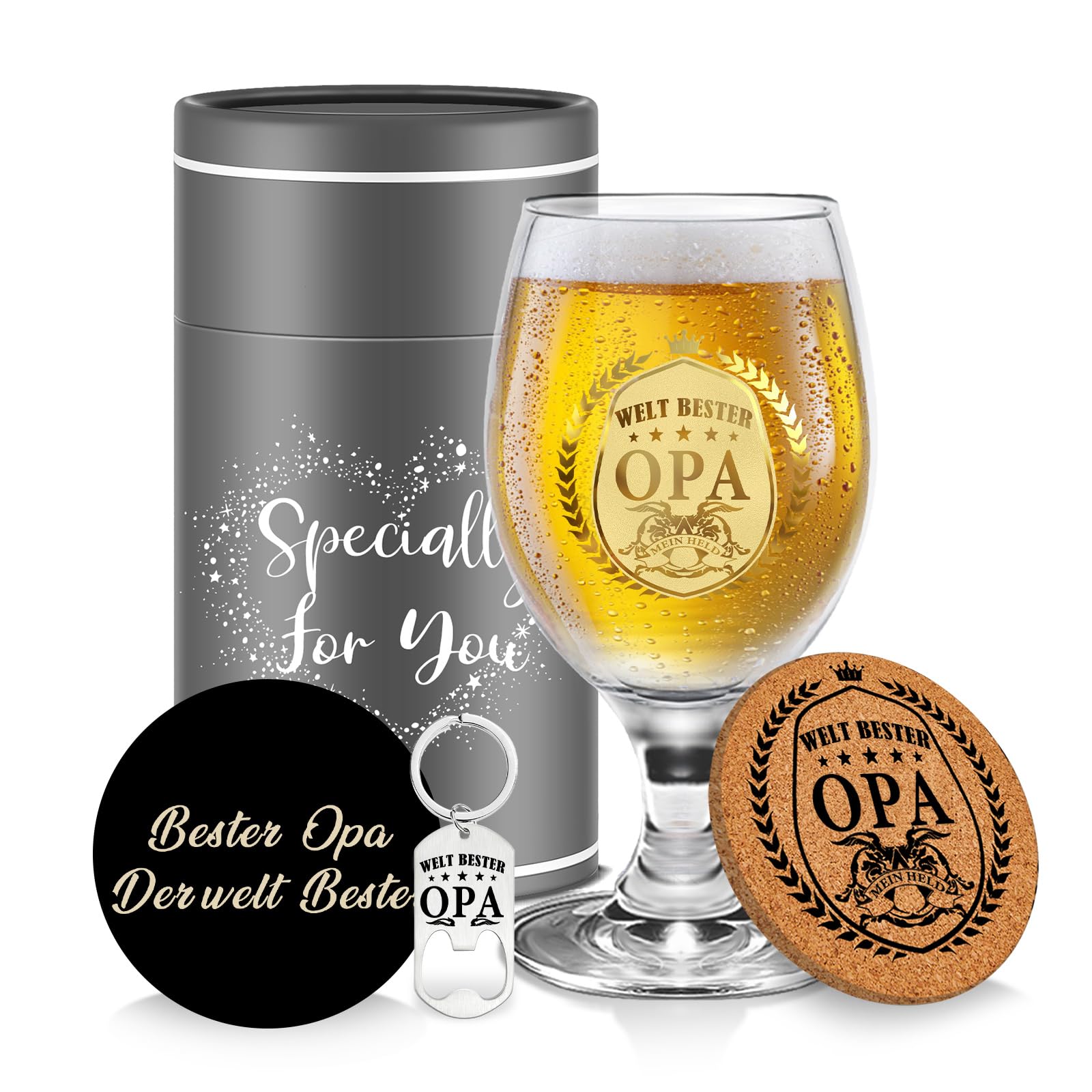 Personalisierter Bierkrug Monogramm Bierglas mit Namen - Männergeschenk Geschenk Geburtstag Weihnachten Papa Opa Freunde