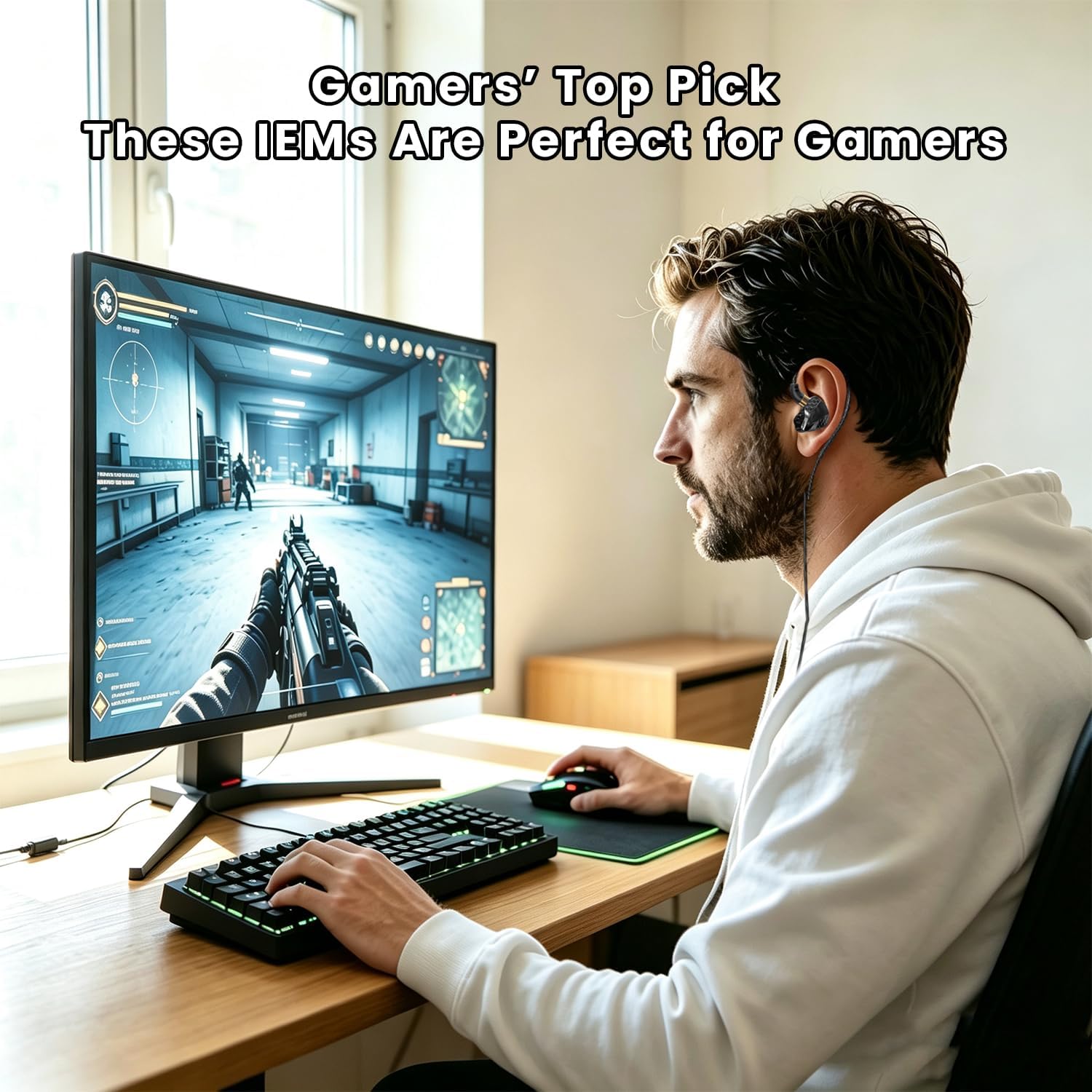Wired Earbuds for Gaming with Mic, HiFi Fixed Cable, Black 7 71i9G4zPAmL. AC SL1500