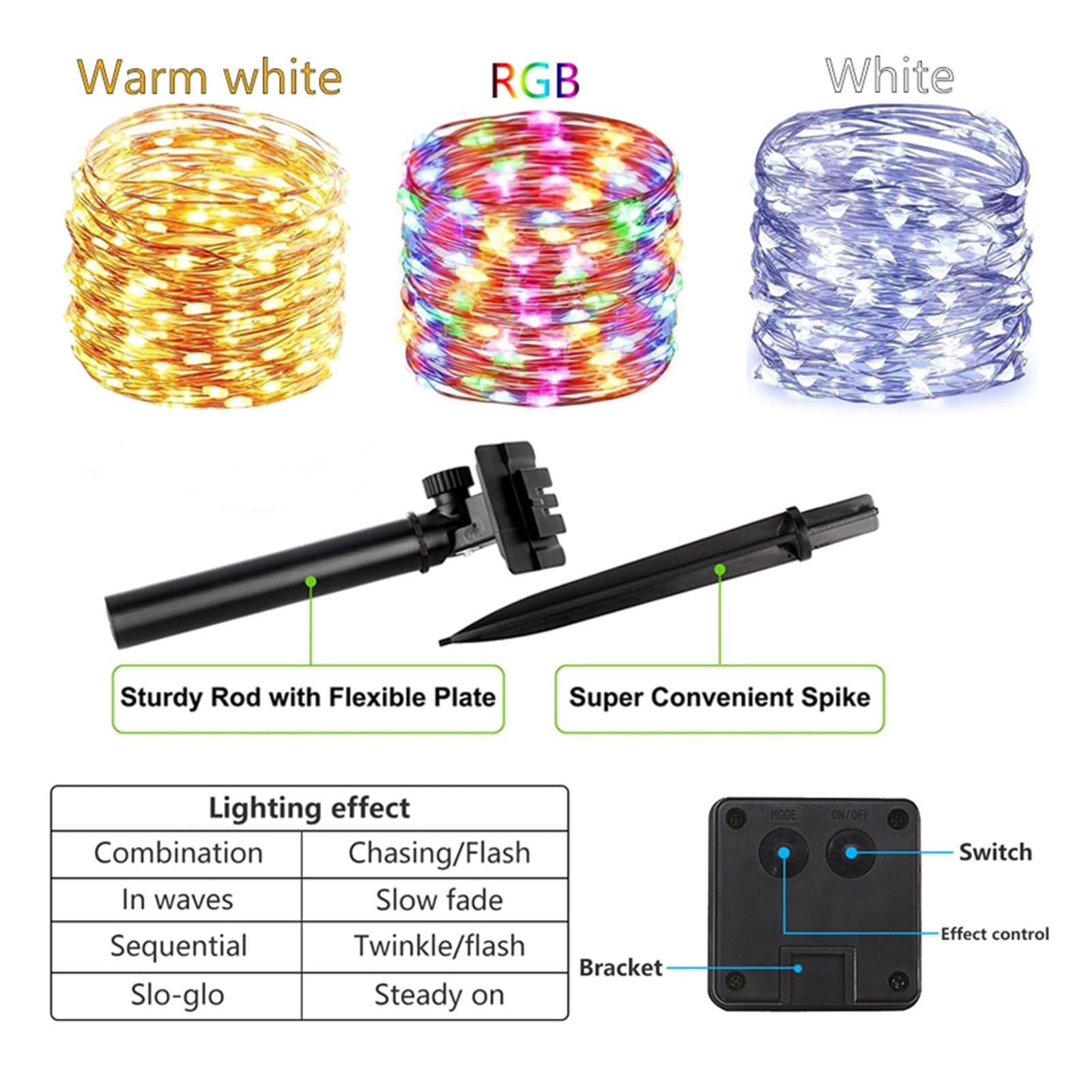 Luces de jardín 7 m / 12 m / 22 m Luz LED solar Adorno para exteriores Lámpara LED Luces solares para jardín Guirnalda de hadas impermeable para exteriores Cadena Luces navideñas (Color: blanco cáli