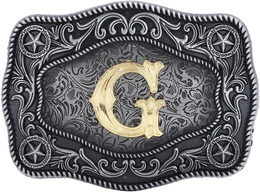 Initial Western Cowboy Belt Buckle with Letter for Men and Women