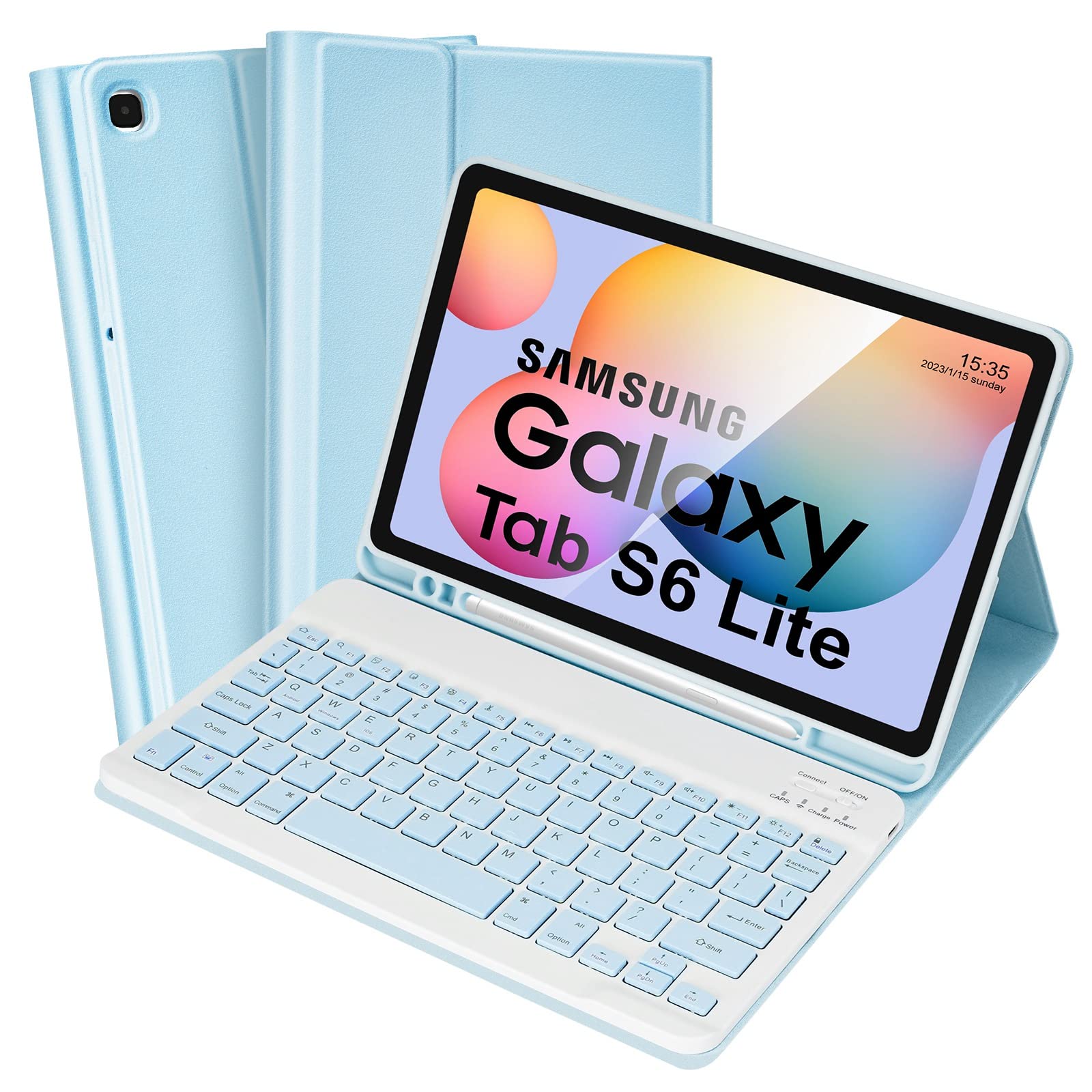 SOPPY Keyboard Case for Samsung Tab S6 Lite 10.4 inch,Built-in S Pen Holder, Slim Cover with Detachable Keyboard for Samsung Galaxy Tab S6 Lite 10.4 2020 (SM-P610/P615), 2022 (SM-P613/P619), Blue