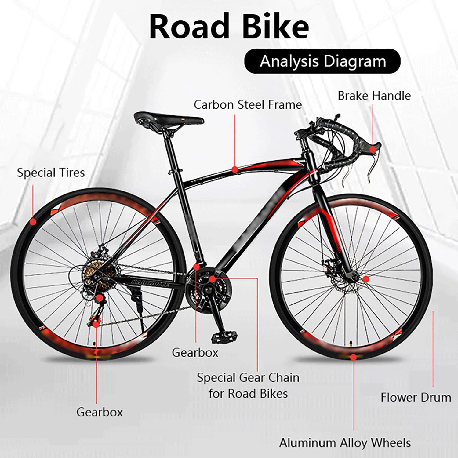 Bici da Corsa 700C Bici da Donna e da Uomo, Telaio in Acciaio al Carbonio, Altezza Regolabile, Bici da Corsa Leggera A