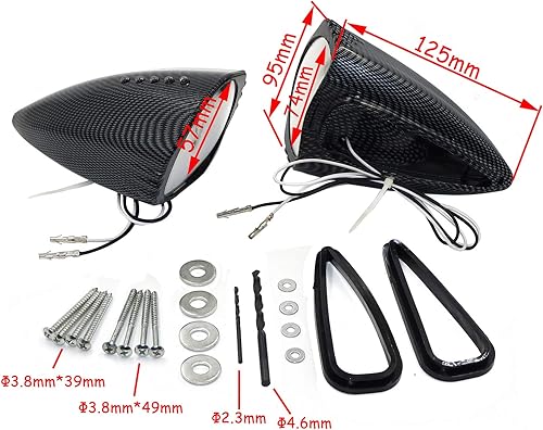 Miniatura 2 de HTTMT - Espejos laterales de visión trasera LED para cerdo de montaje lateral compatibles con la mayoría de los modelos de motocicletas japonesas PN