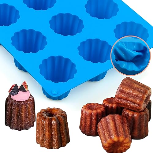 Miniatura 4 de Sidosir Molde de silicona para canele, 12 cavidades antiadherentes, molde para hornear pasteles de silicona para pan, magdalenas