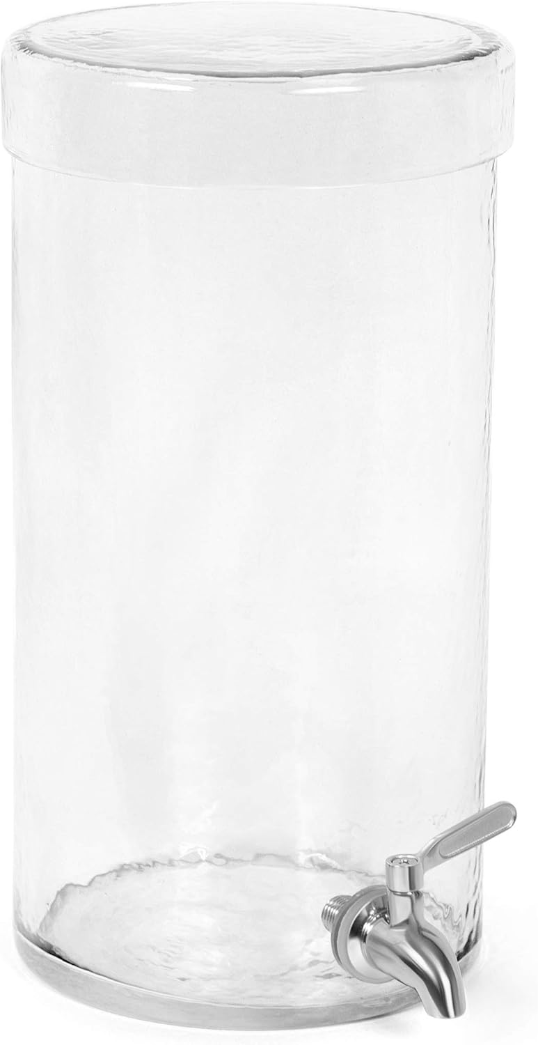 BIRDROCK HOME Beverage Dispenser with Stainless Steel Spigot and Lid - Hammered Glass Drink, Decorative Round Jar/Jug for Iced Tea, Lemonade, Water, Sangria, Cocktails for Party & Picnic - 1.5 Gallon - Image 8