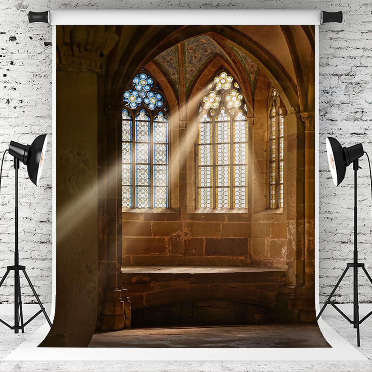 Kate 5×7ft Vintage Castle Wall Backdrop Photography Stone Arched Windows Background Photo Studio Props Wedding Party Picture Video