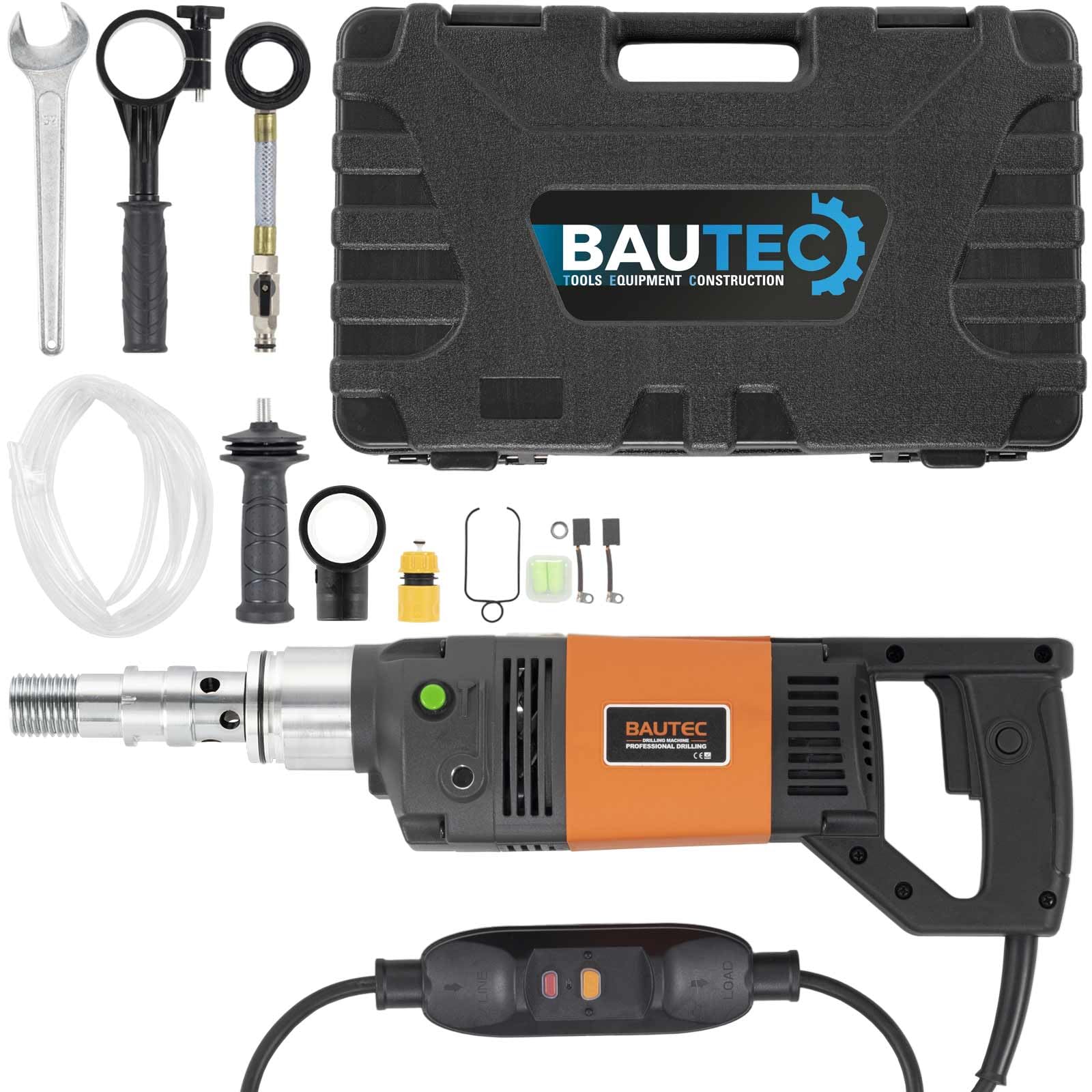 BAUTEC Profi-Kernbohrgerät handgeführt 2.300 W bis Ø 160mm 1.700 rpm Nass & Trocken Koffer-Set Kernbohrmaschine
