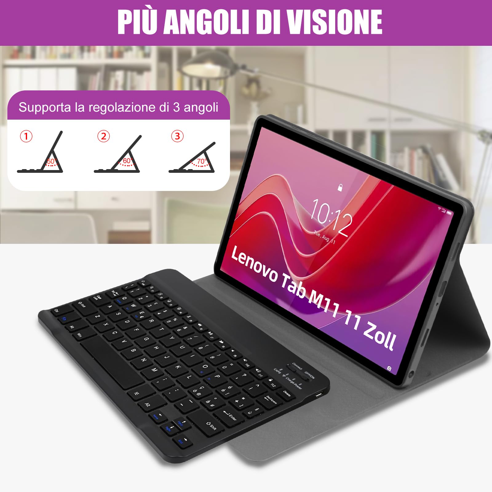 TENGWUDZ Tastiera Custodia per Lenovo Tab M11 2024 11 (TB330XU/TB330FU) Italiano QWERTY Tastiera Custodia Tablet per Lenovo M11,Tastiera con Supporto Pen per Lenovo M11 Tablet 2024-Nero (Nero)