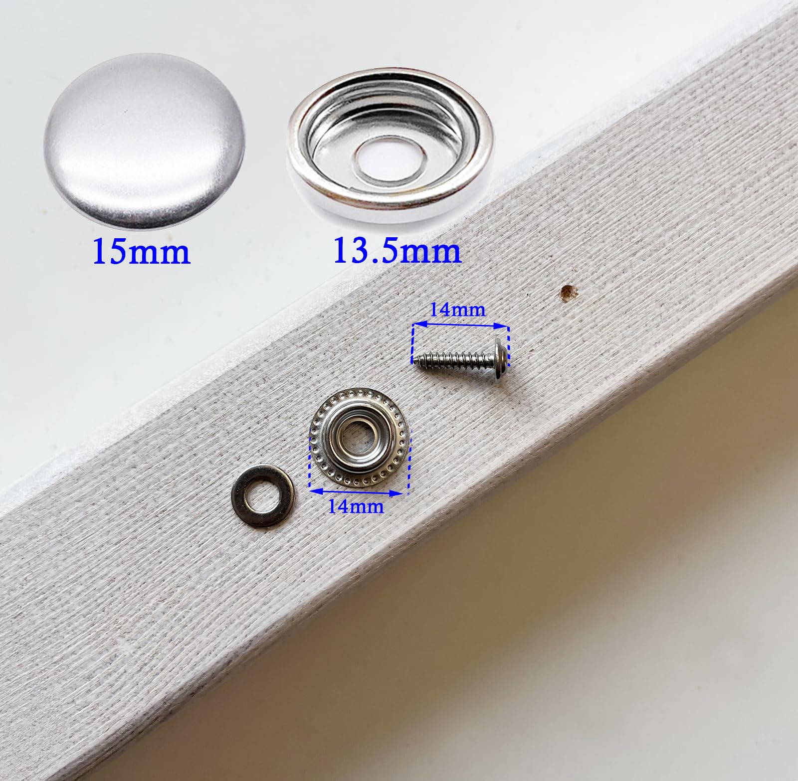 Set di 60 bottoni automatici con pinza, 15 mm, in metallo, set di 60 pezzi, per coperture per barche, riparazione di tela, cucito, riparazioni fai da te