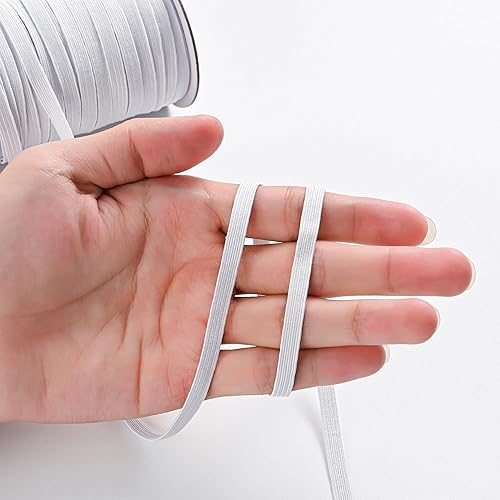 Miniatura 5 de XKDOUS Banda elástica para costura, 14 de pulgada, 40 yardas, bandas elásticas de punto blanco, cordón elástico alto para coser cintura y pantalones