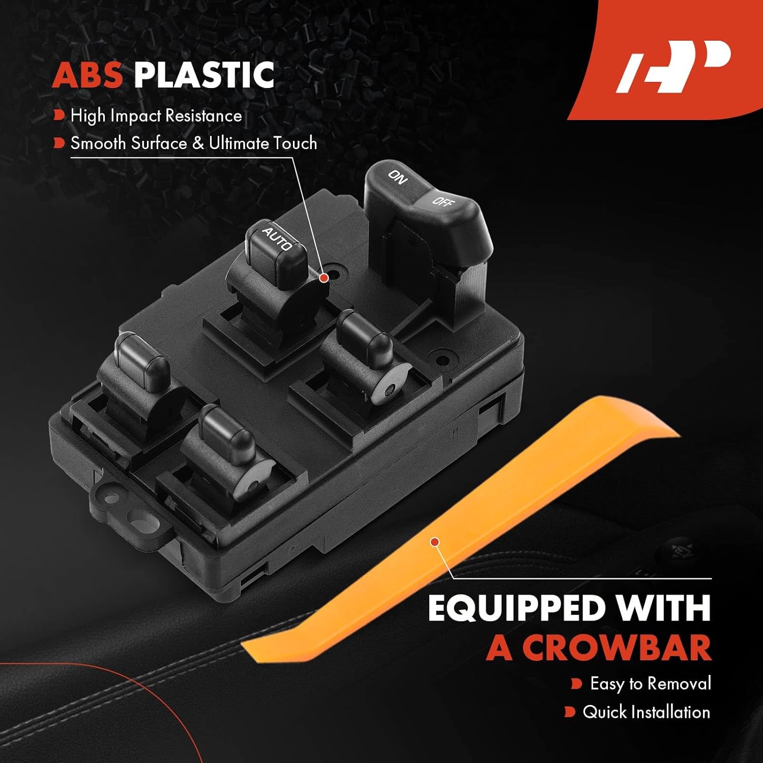 A-Premium Power Window Switch Compatible with Honda Accord 1994-1997 Sedan Wagon, Front Left Driver Side, Replace # 35750SV1A01, 83570SV4800ZB