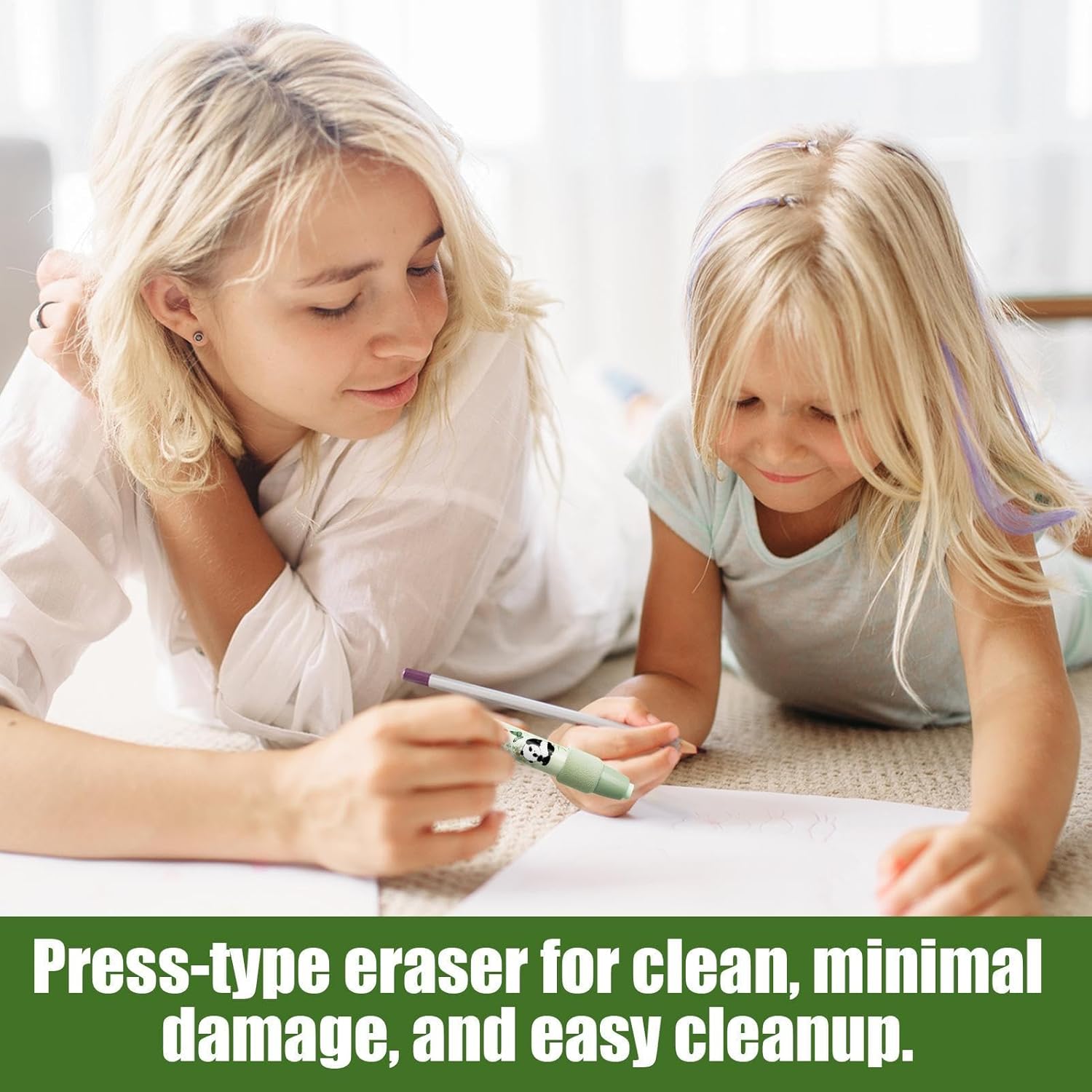 Erasers for School, Click Erasers Retractable, Stationery Supplies Without Damaging Paper for Friends Youth Students Teens Girls Son Daughter