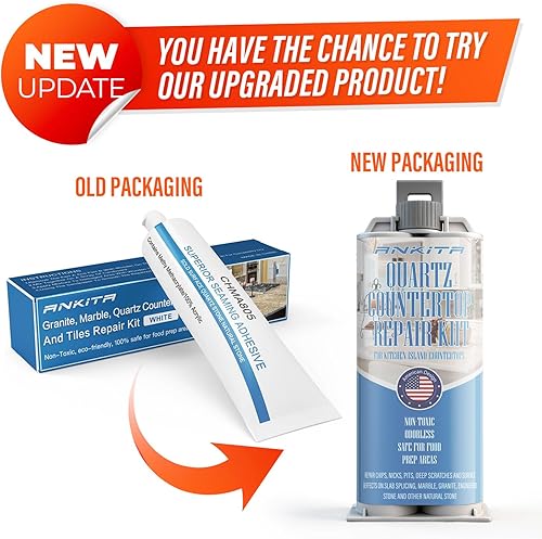 Miniatura 2 de Kit de reparación de encimera de cuarzo (blanco), kit de reparación de cuarzo de secado rápido para astillas de borde, grietas, arañazos, muescas