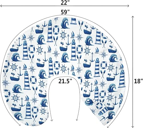 Miniatura 9 de Fundas de almohada náuticas de lactancia para bebés náuticos de color blanco marino para niño y niña, brújula, anclajes de ballena, almohada de
