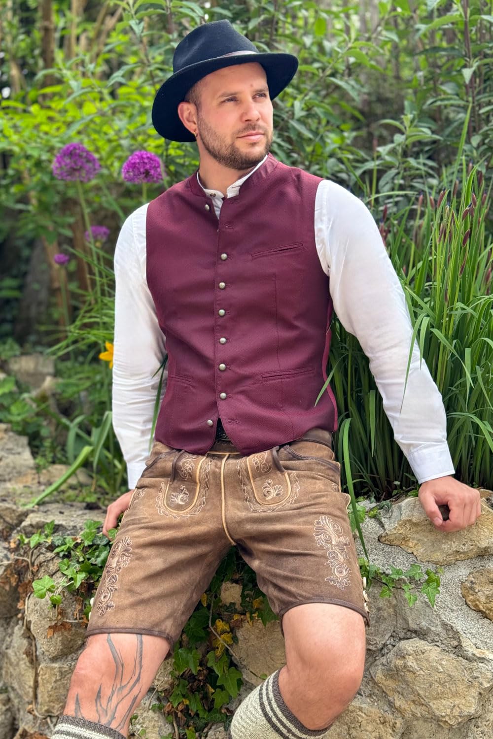 Edelnice Trachtenmode hochwertige Kurze Trachtenlederhose Markus aus Wildbockleder Gr. 46-66