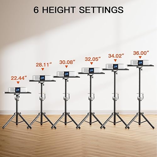 Miniatura 6 de AMADA Soporte para proyector, soporte para laptop con altura ajustable de 22 a 36 pulgadas, soporte de proyector resistente como bastidores de DJ,