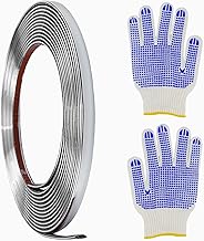 Zierleisten Selbstklebend Wand 5M X 6MM Chrom Zierleiste Selbstklebend Silber Edelstahl Wandleisten Mit Schutzfolie wasserdichte für Wand Tür Decke Möbel Auto