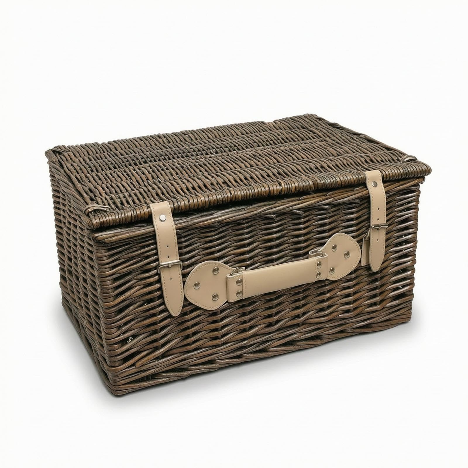 Woven Picnic Basket with Lid Picnic Basket with Lid Lidded for Outdoor Lunch, Park Retro 51-35-25cm-image-40
