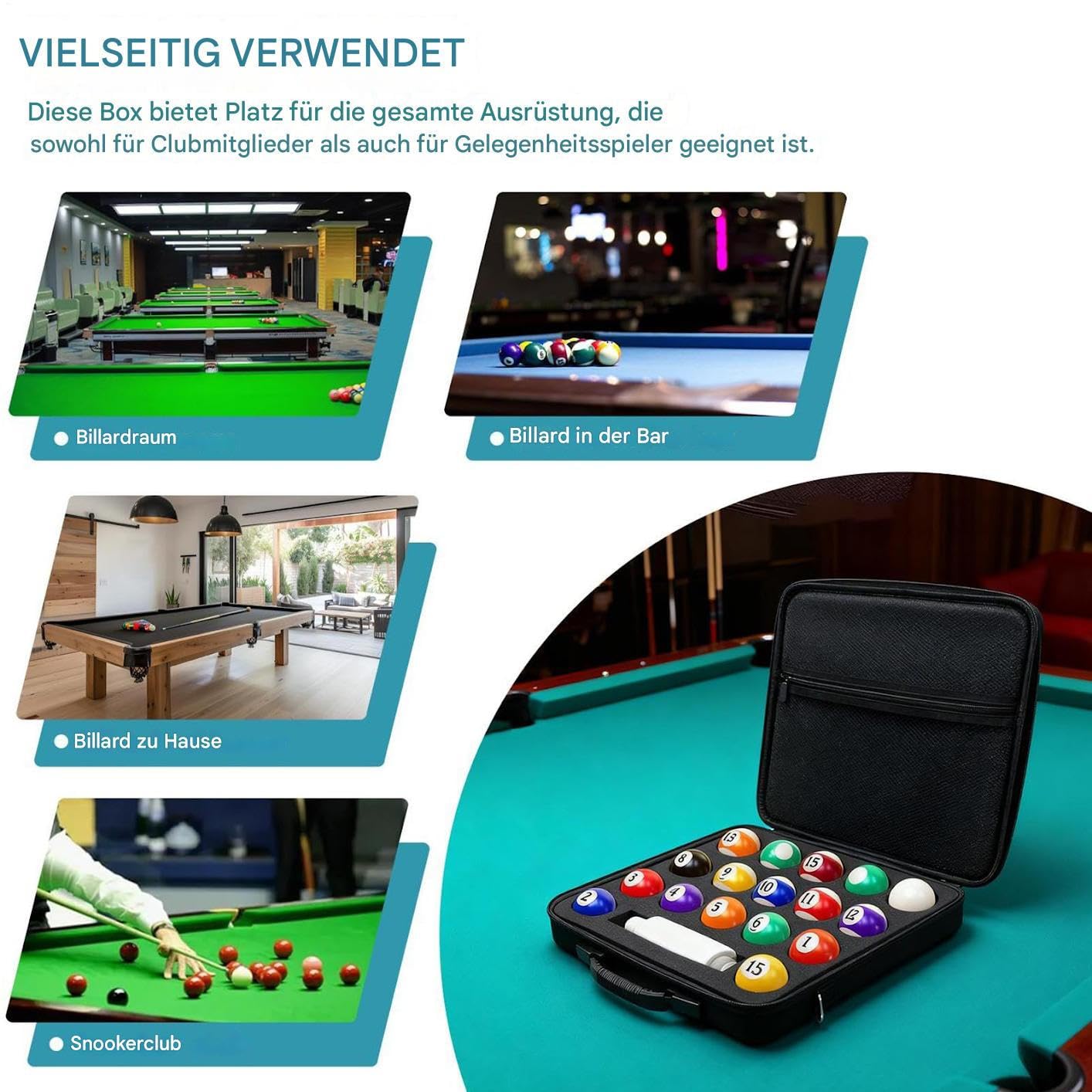 Generisch Billard-Koffer - Organizer Tasche Mit Griff - Aufbewahrungsbox Für Billard-Kugeln Auf Reisen,Für Training Vereine Turniere Reisen Spielzimmer Sportbar Enthusiasten Männer Frauen