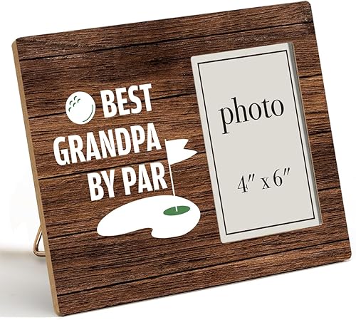 Regalos de golf para hombres, marco de fotos para abuelo, regalos de golf para abuelo, marco rústico de madera de 8 x 10 pulgadas, montaje en pared