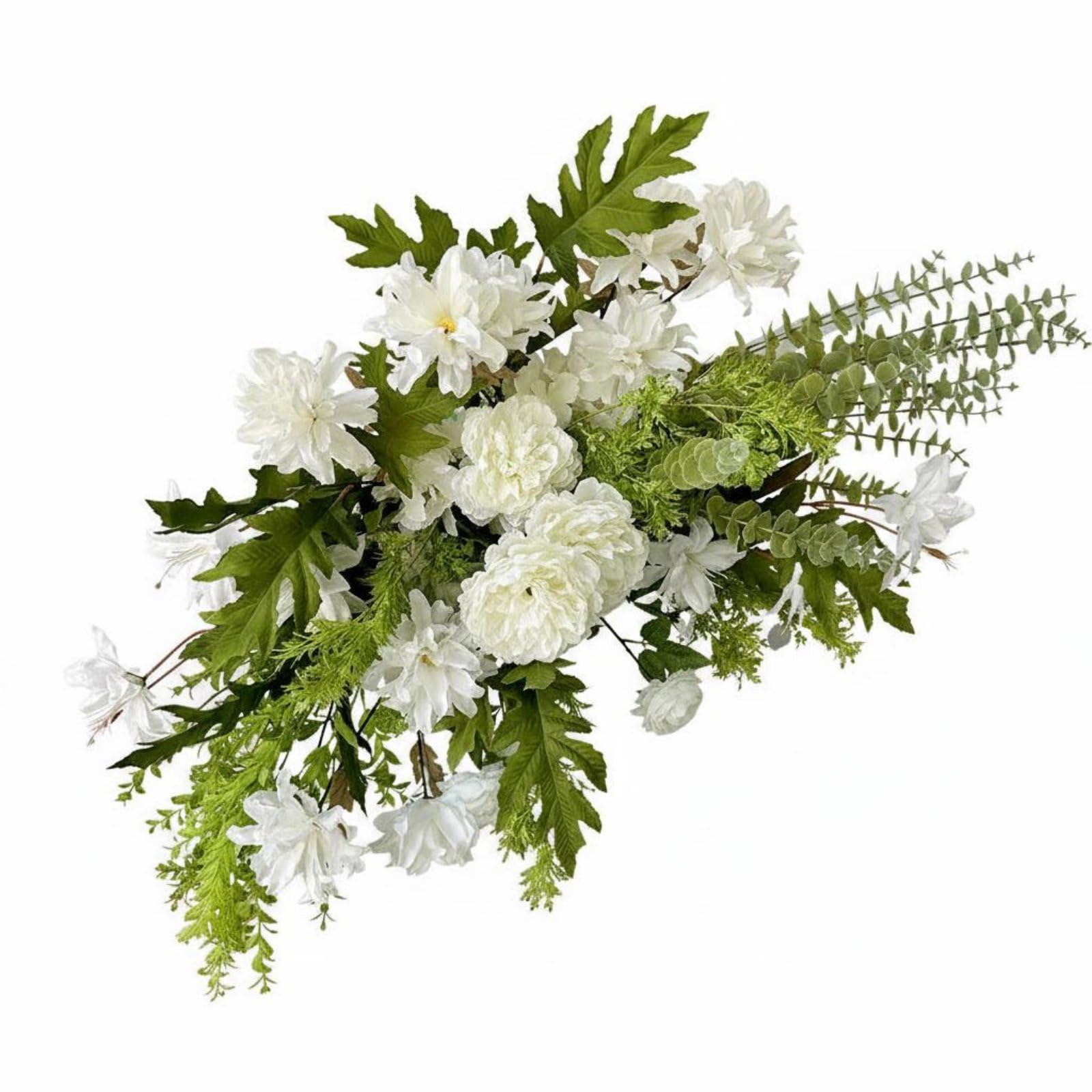 Event Blumengesteck Künstliche Bodenblumen Arrangement Seidenblumen Deko Aisle Hintergrund Kulisse für Zeremonie Empfang Eingangsdeko Bühnenkante Fotohintergrund, Grün Gepunktet