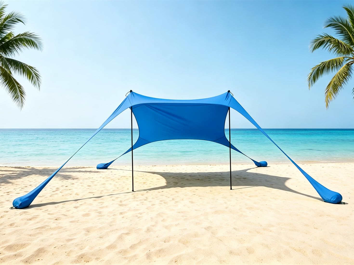 Beach shade tent awning 3-4 people beach sunscreen anti-UV portable umbrella (Blue) โ image 1
