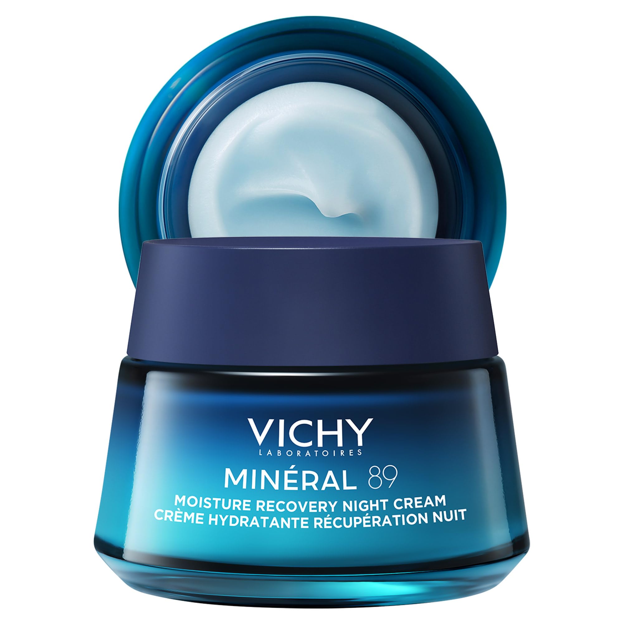 VichyMinéral 89 Moisture Recovery Night Cream, Face Moisturizer with Hylauronic Acid, Melatonin & Minerals for Skin Barrier Repair, Plumps Skin, Non-Greasy, 50ml