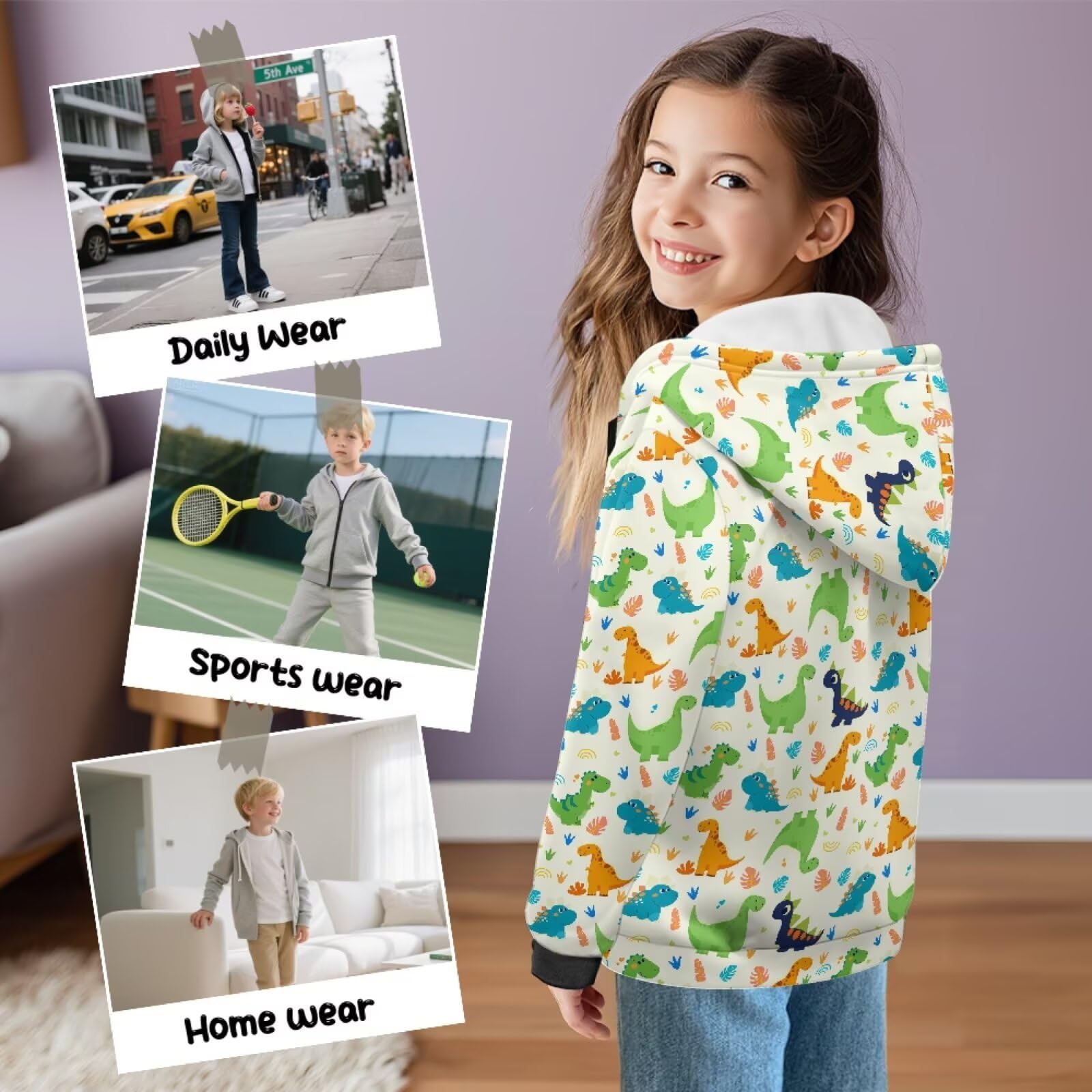 chaqlin Dziecięca bluza z kapturem z długim rękawem okrągły dekolt chłopcy bluza z kapturem ciepły sweter dla dzieci ubrania