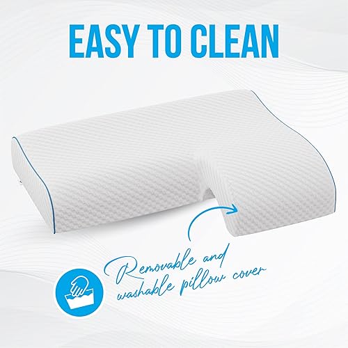 Miniatura 7 de MARS WELLNESS Almohada ergonómica de espuma viscoelástica para parejas con agujero para el brazo, ideal para acurrucarse, dolor de cuello y hombros